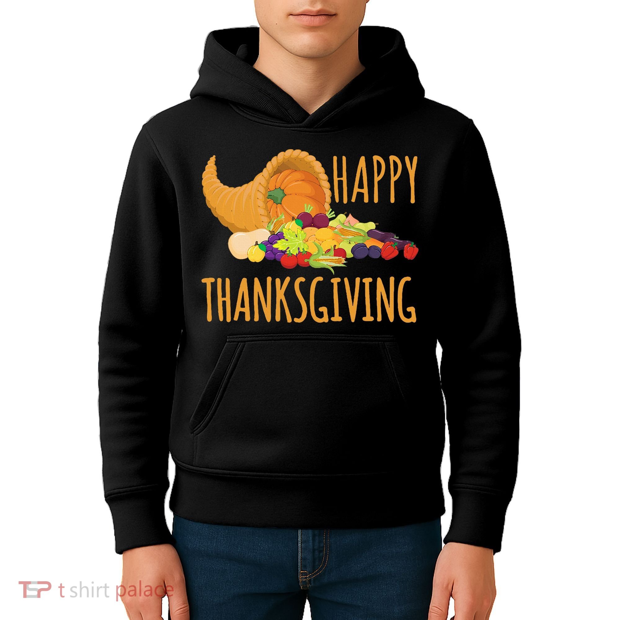 Thanksgiving Cornucopia Horn Of Plenty Food Harvest Fun Gift Kids Hoodie