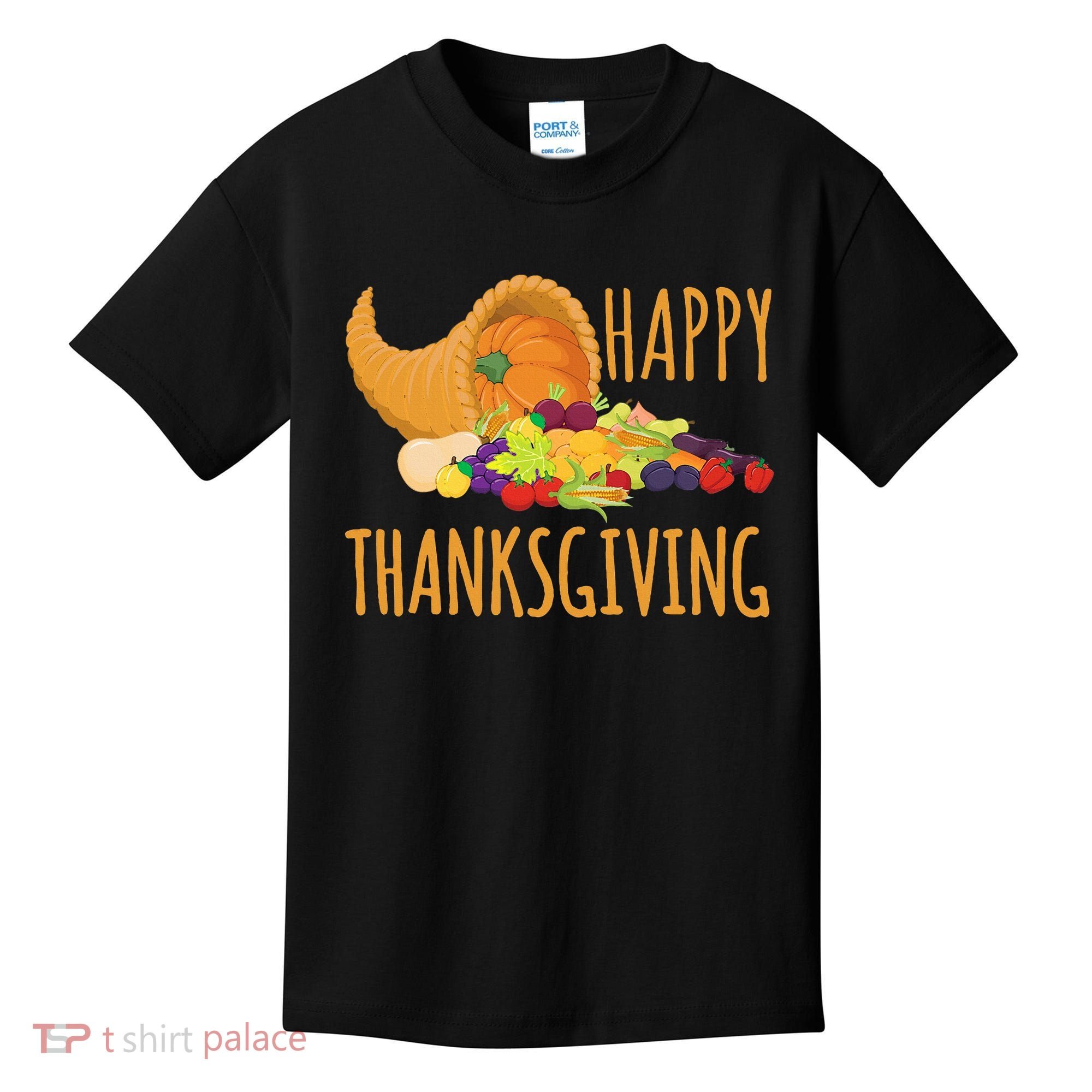 Thanksgiving Cornucopia Horn Of Plenty Food Harvest Fun Gift Kids T-Shirt