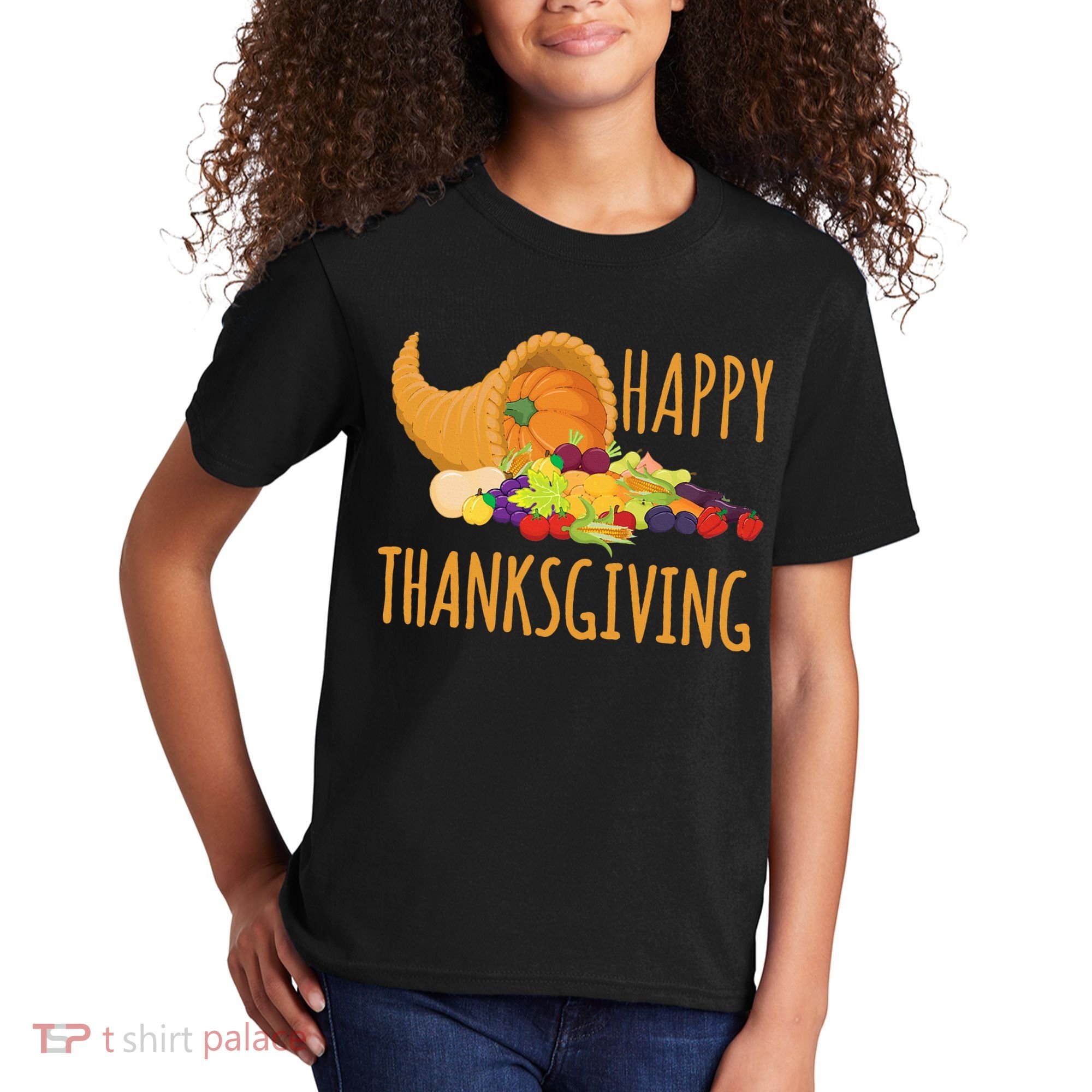 Thanksgiving Cornucopia Horn Of Plenty Food Harvest Fun Gift Kids T-Shirt