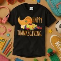 Thanksgiving Cornucopia Horn Of Plenty Food Harvest Fun Gift Kids T-Shirt thumb 3