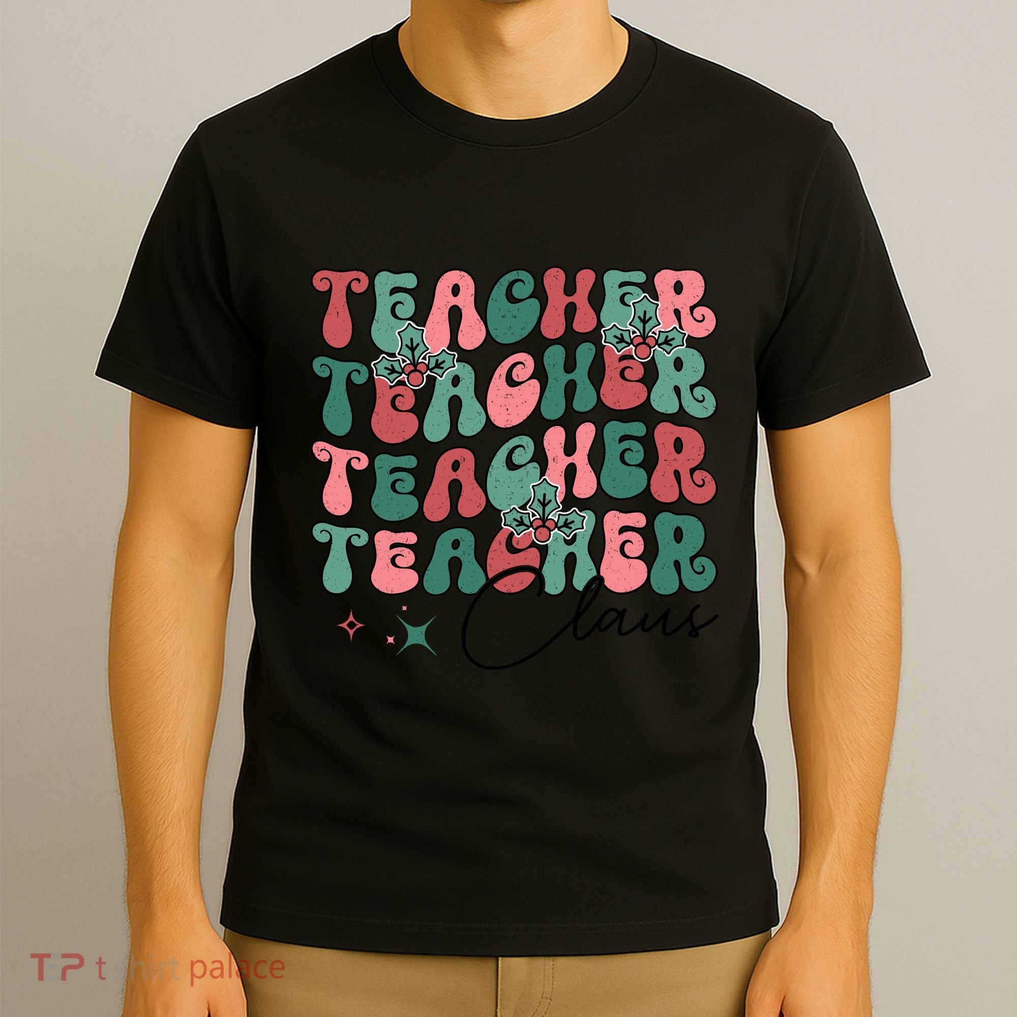 Teacher Claus Holiday Graphic T-Shirt