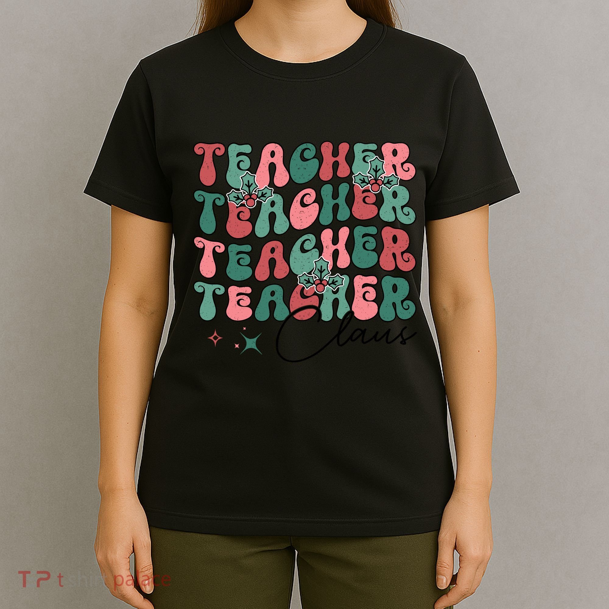 Teacher Claus Holiday Graphic T-Shirt