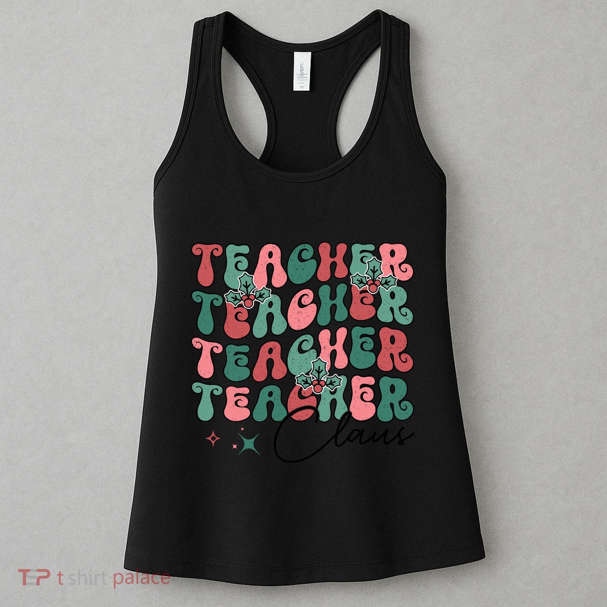 Teacher Claus Holiday Graphic Women's Tank Top
