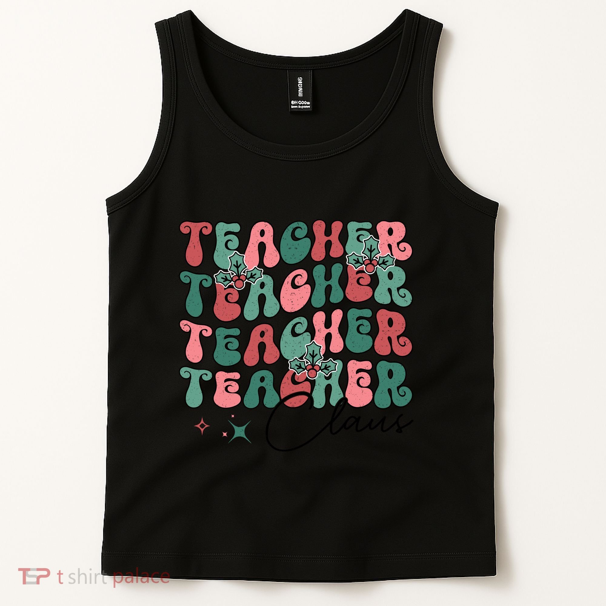 Teacher Claus Holiday Graphic Tank Top