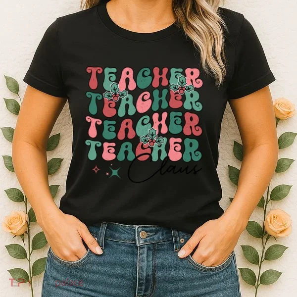 Teacher Claus Holiday Graphic Women's T-Shirt