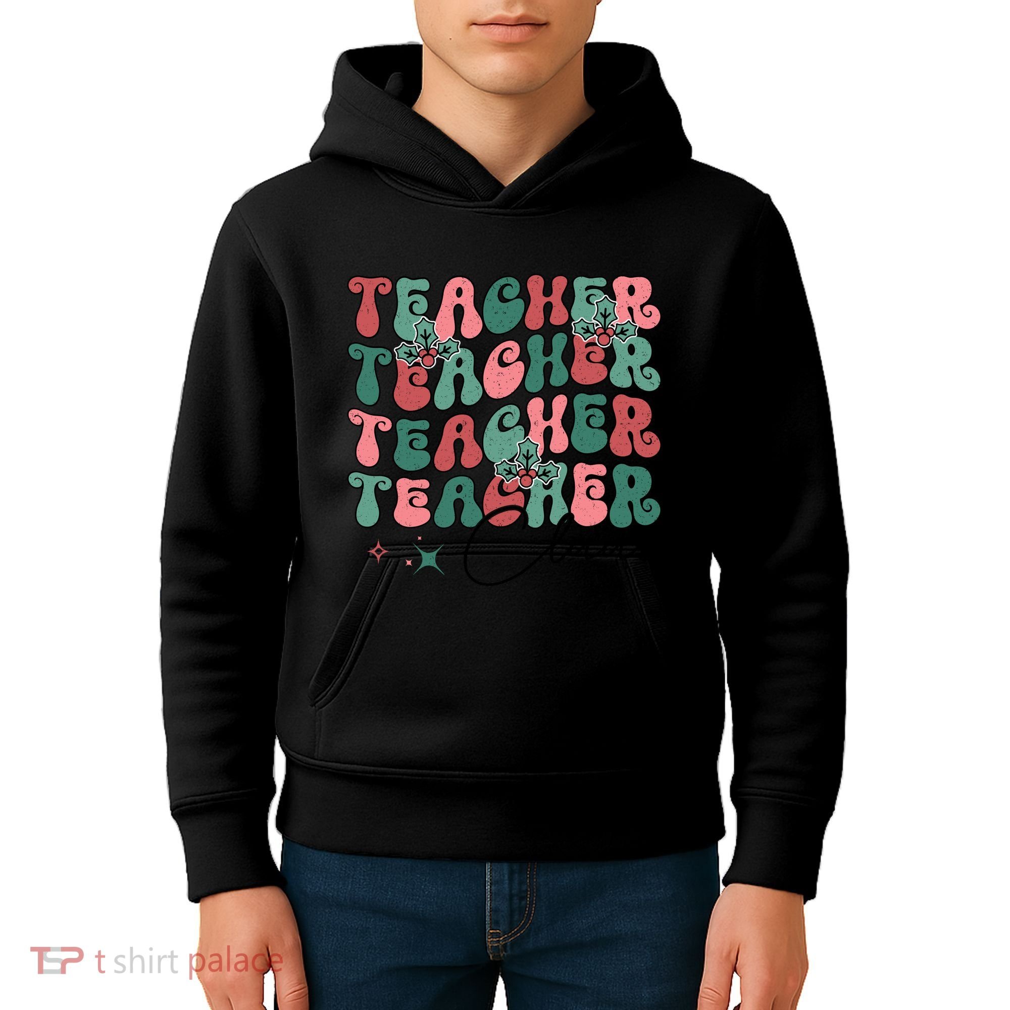 Teacher Claus Holiday Graphic Kids Hoodie