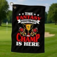 The Champ Is Here Fantasy Football Golf Towel thumb 1