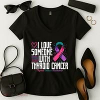 Thyroid Cancer I Love Someone With Thyroid Cancer Awareness Women's V-Neck T-Shirt thumb 2