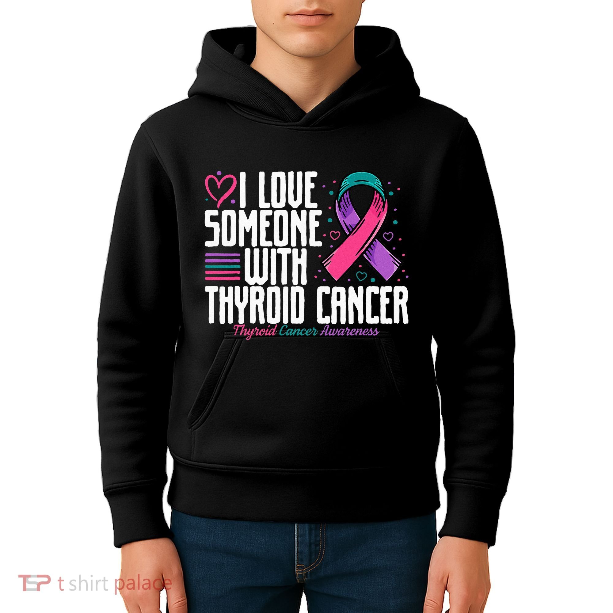 Thyroid Cancer I Love Someone With Thyroid Cancer Awareness Kids Hoodie