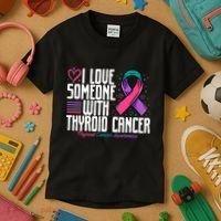 Thyroid Cancer I Love Someone With Thyroid Cancer Awareness Kids T-Shirt thumb 3
