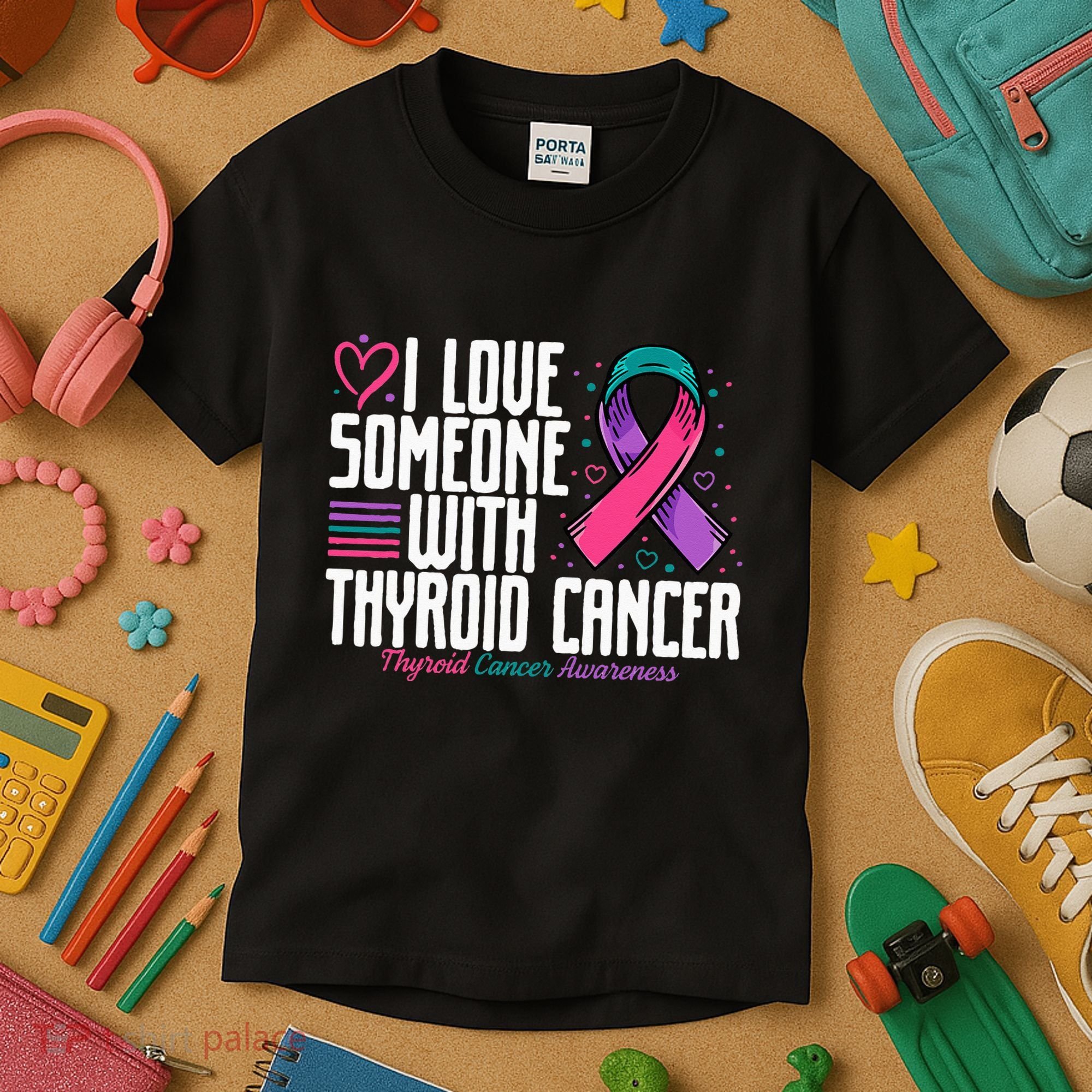 Thyroid Cancer I Love Someone With Thyroid Cancer Awareness Kids T-Shirt