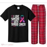 Thyroid Cancer I Love Someone With Thyroid Cancer Awareness Kids Plaid Pajama Set thumb 0