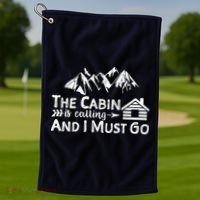 The Cabin Is Calling And I Must Go Cabin Life Gift Golf Towel thumb 1