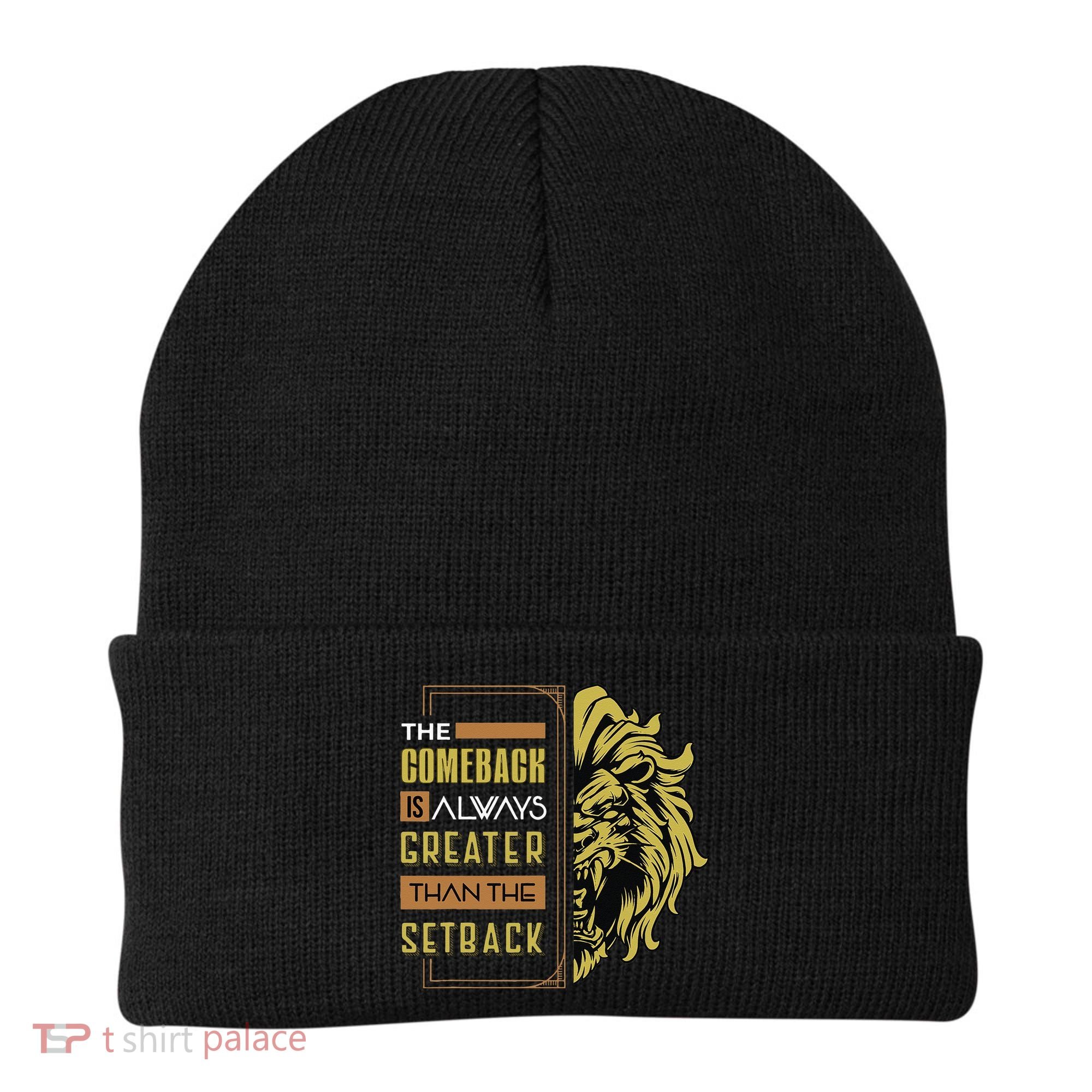The Comeback Is Always Greater Than The Setback Lion Zoo Beanie