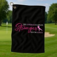The Comeback Is Always Stronger Than Setback Breast Cancer Golf Towel thumb 1