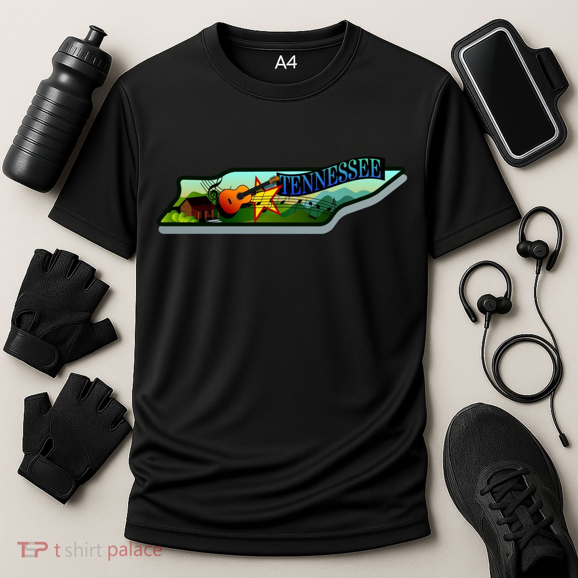Tennessee Cartoon Illustration Cooling Performance Crew T-Shirt