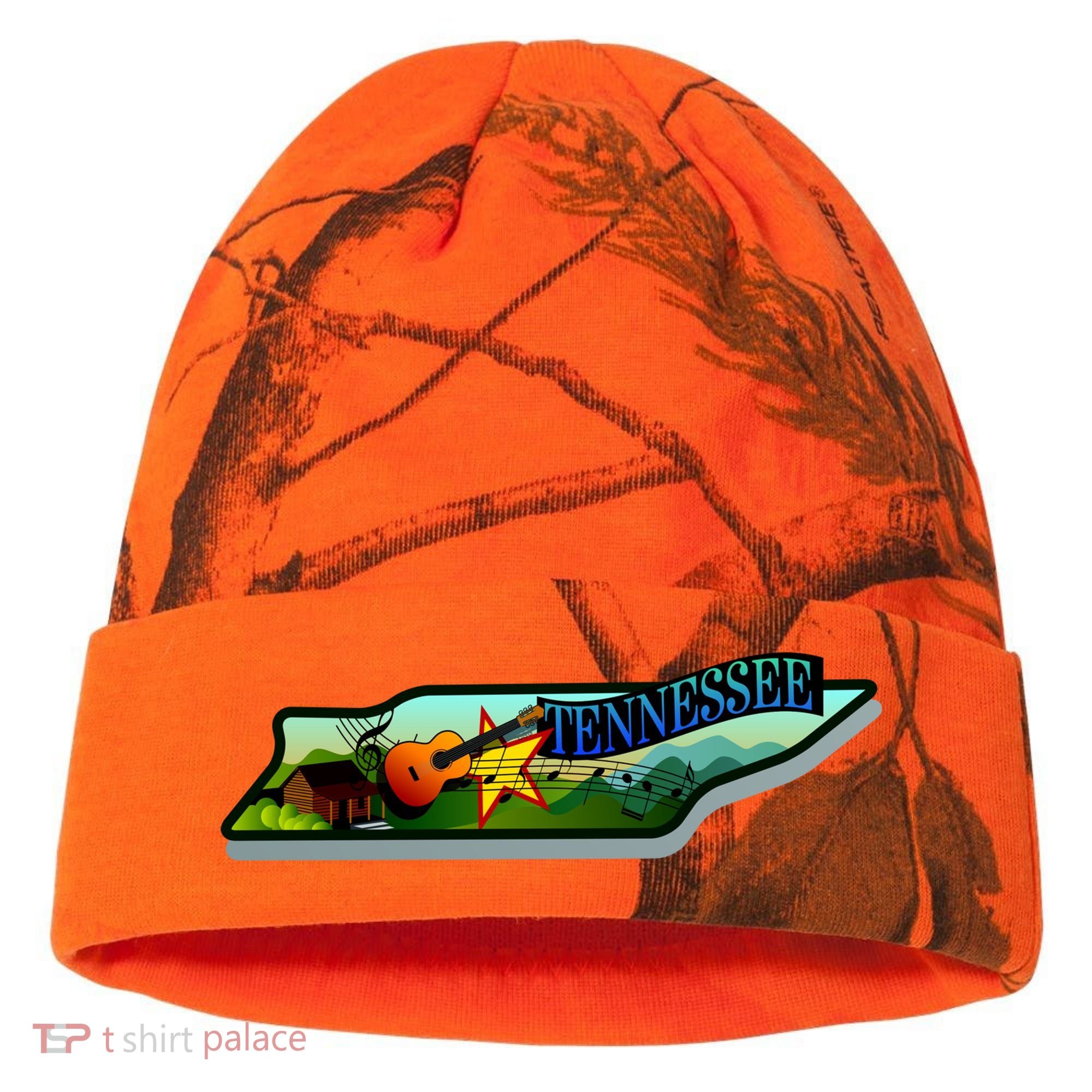 Tennessee Cartoon Illustration Kati Licensed 12" Camo Cuffed Beanie