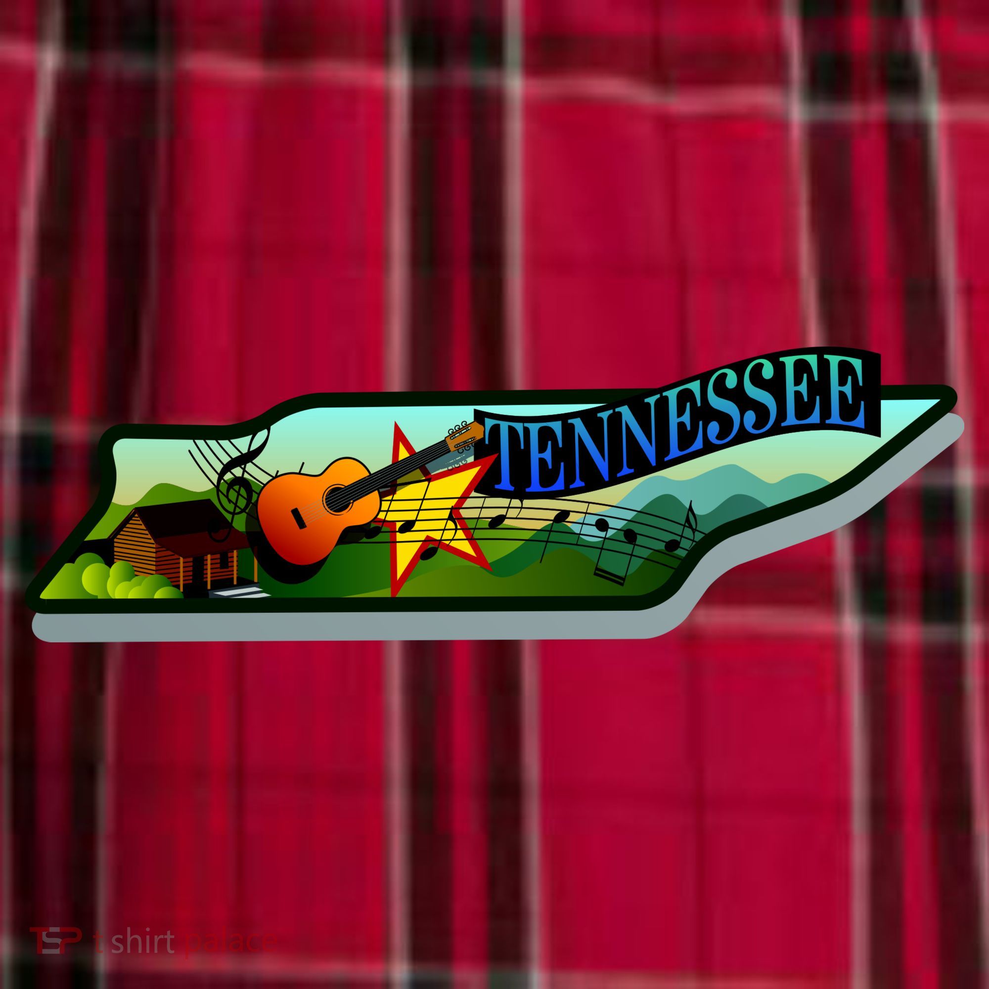 Tennessee Cartoon Illustration Men's Flannel Plaid Pajama Pants