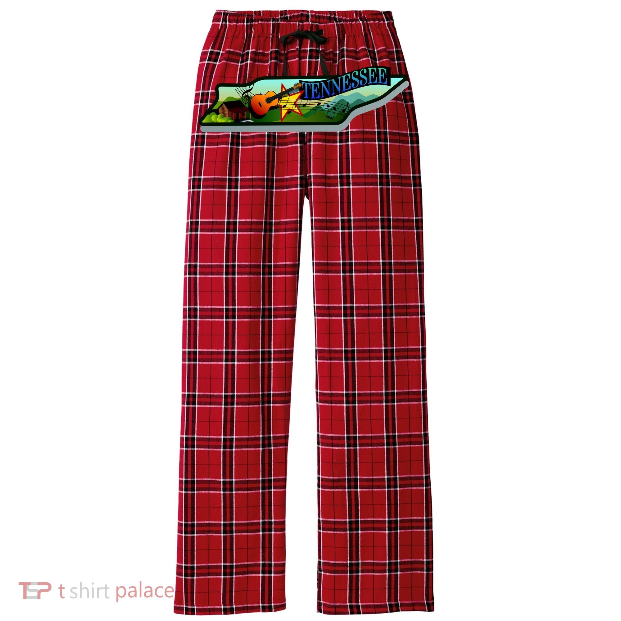 Tennessee Cartoon Illustration Women's Flannel Plaid Pajama Pants