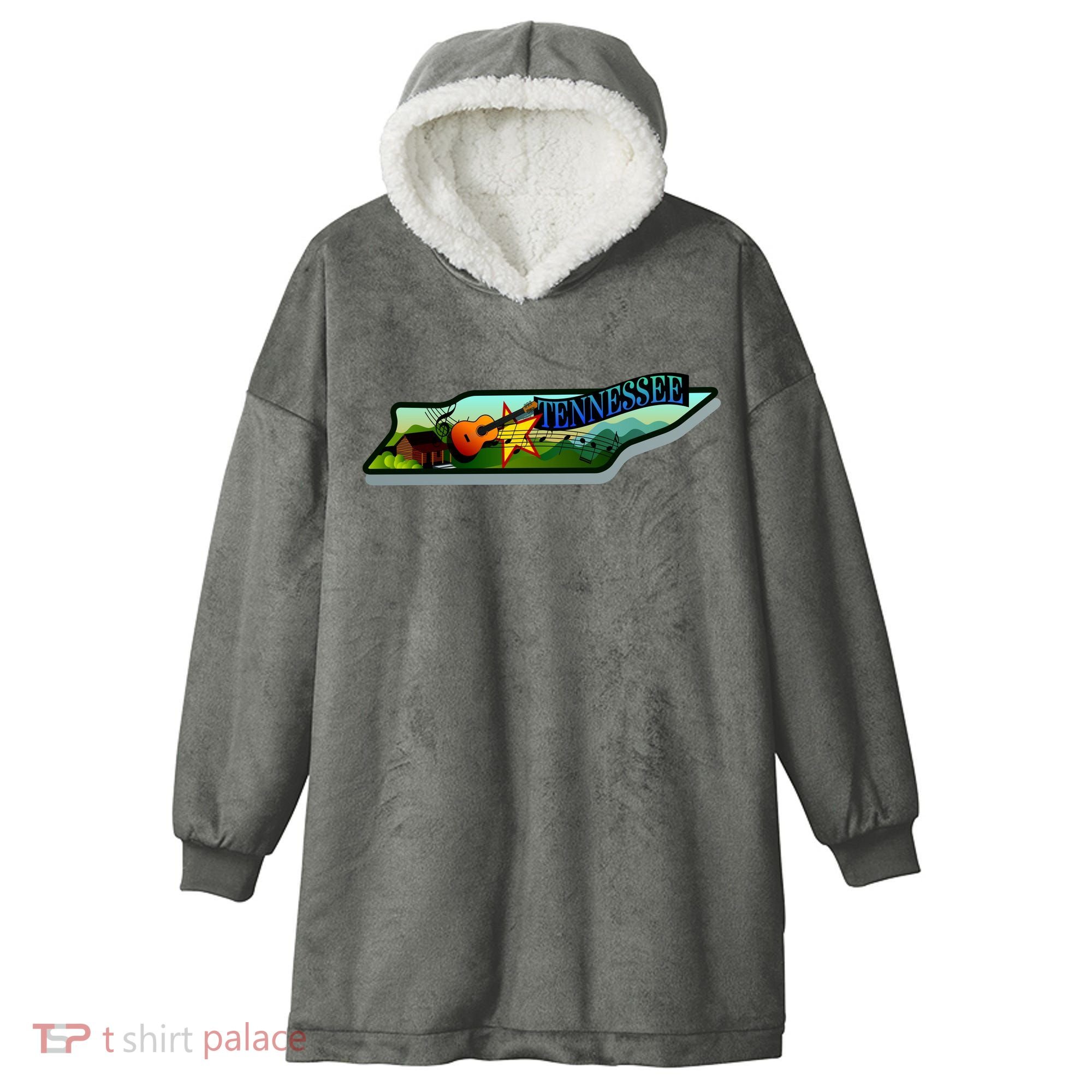 Tennessee Cartoon Illustration Hooded Wearable Blanket