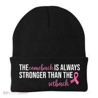 The Comeback Is Always Stronger Than Setback Breast Cancer Beanie thumb 0