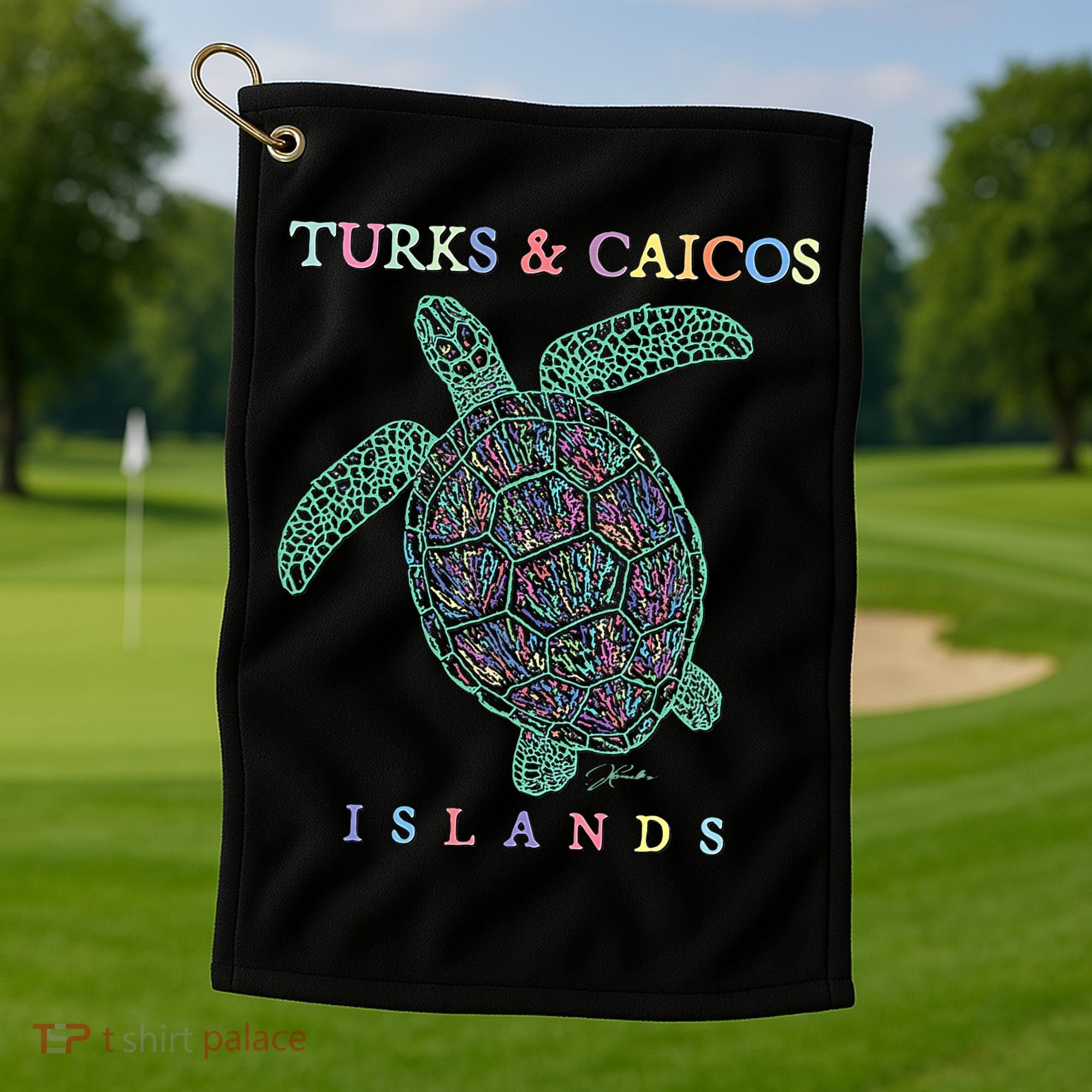 Turks & Caicos Islands Sea Turtle Golf Towel
