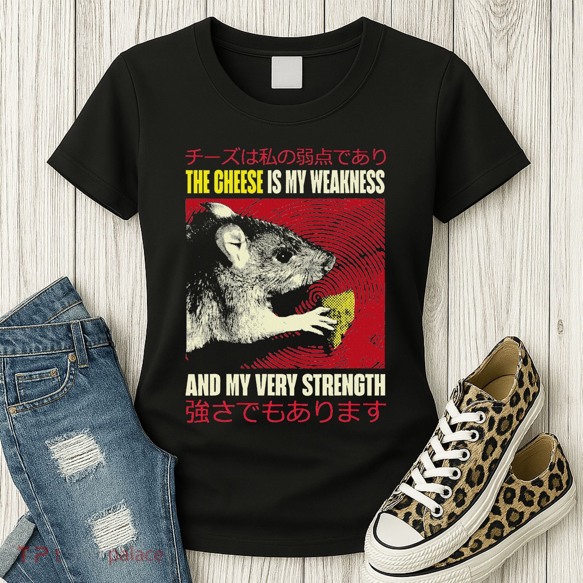 The Cheese Is My Weakness And My Very Strength Rat Japanese Women's T-Shirt
