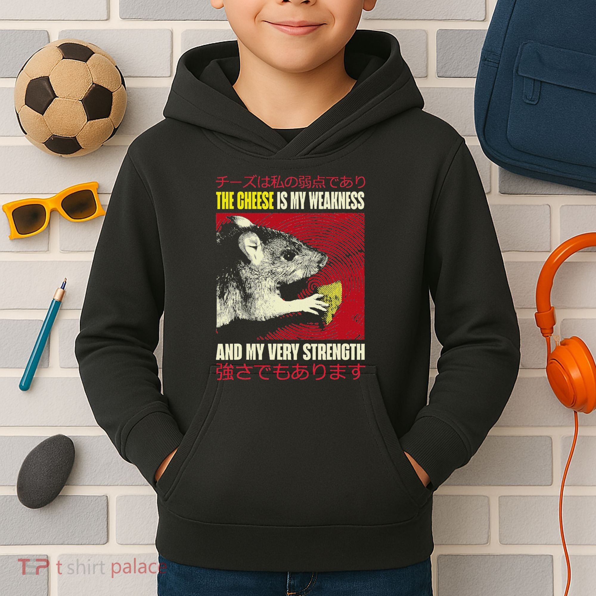 The Cheese Is My Weakness And My Very Strength Rat Japanese Kids Hoodie