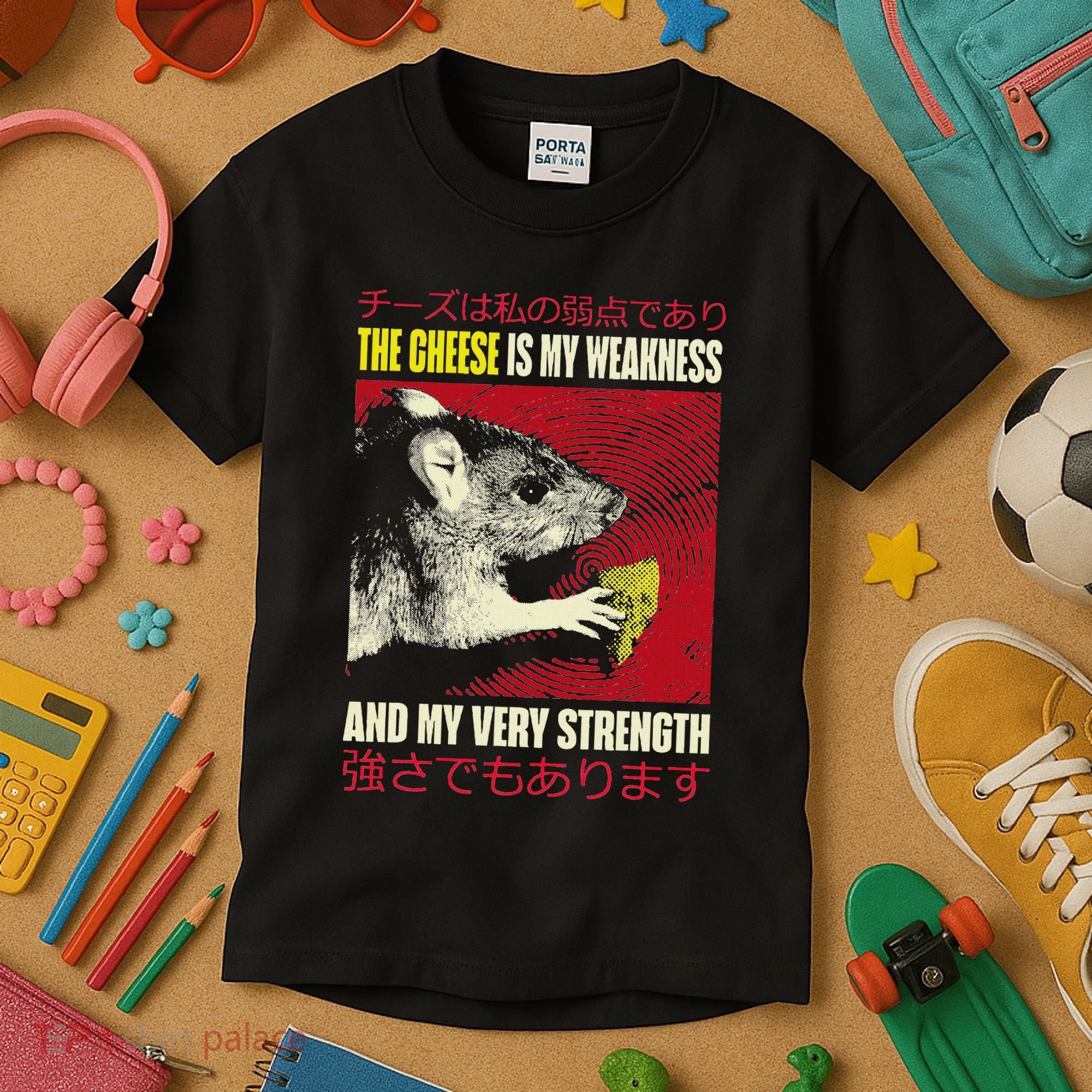 The Cheese Is My Weakness And My Very Strength Rat Japanese Kids T-Shirt