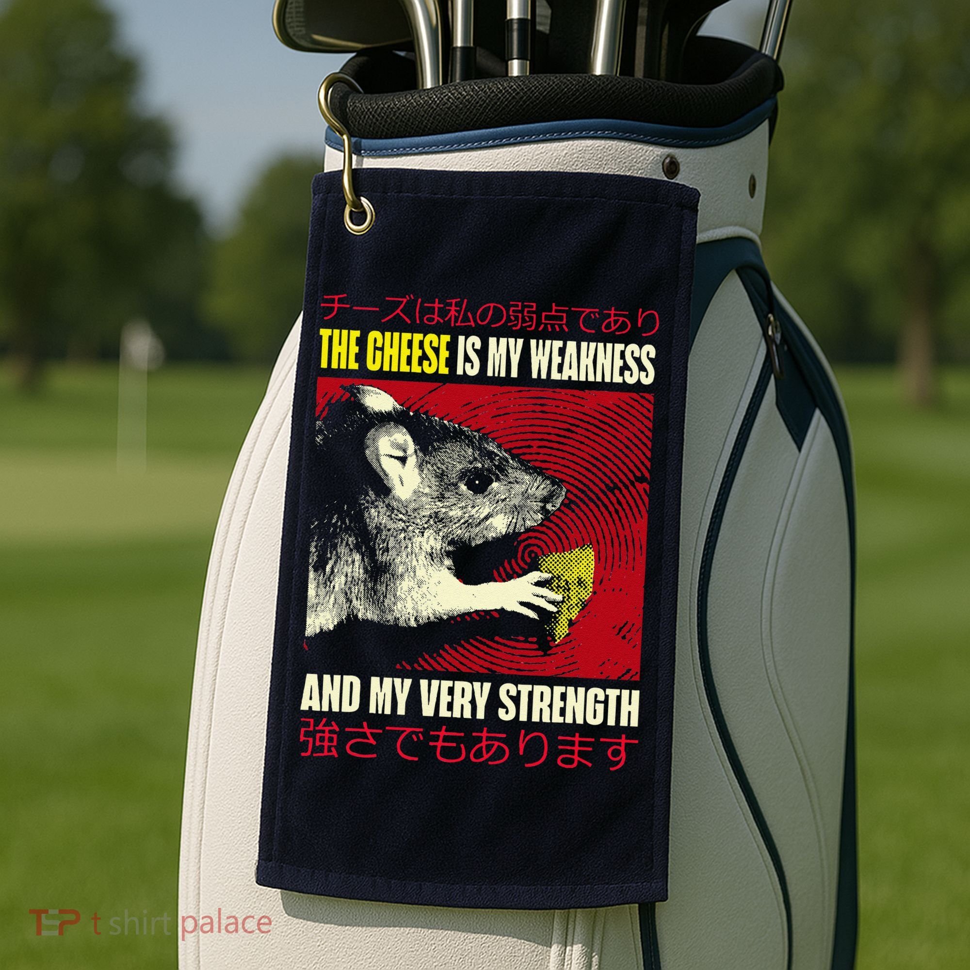 The Cheese Is My Weakness And My Very Strength Rat Japanese Golf Towel