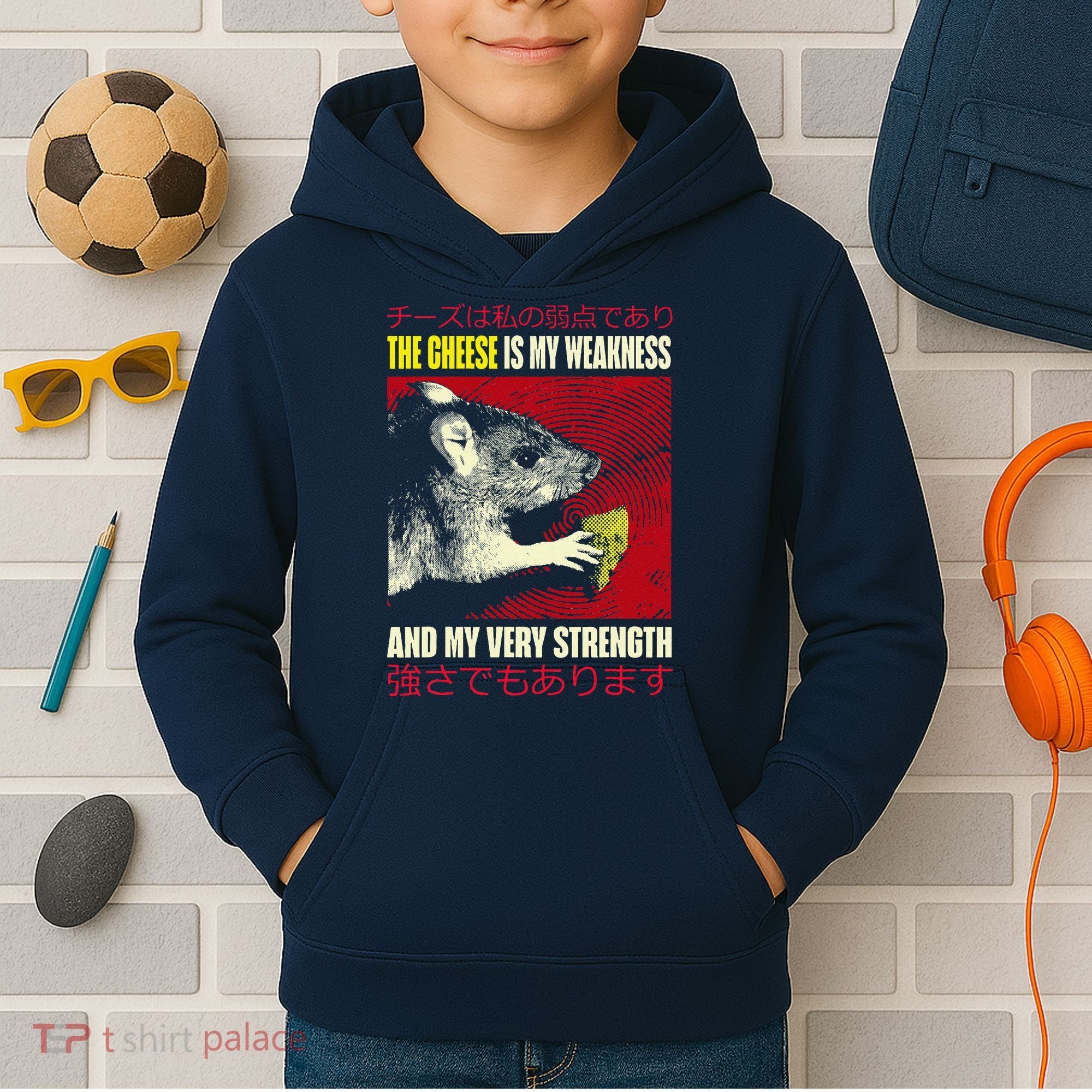 The Cheese Is My Weakness And My Very Strength Rat Japanese Kids Hoodie