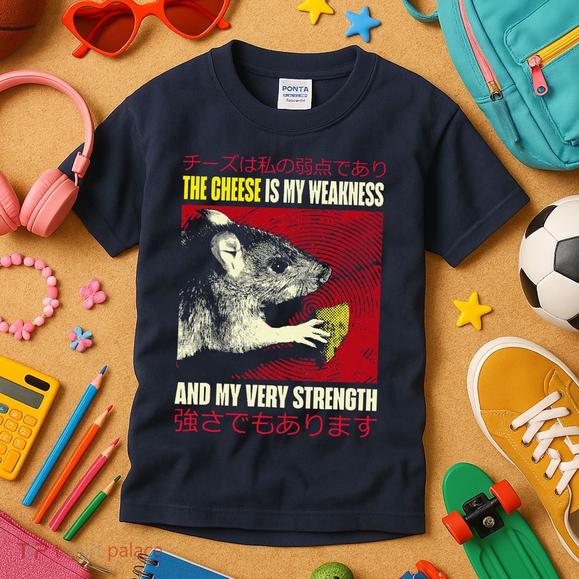 The Cheese Is My Weakness And My Very Strength Rat Japanese Kids T-Shirt