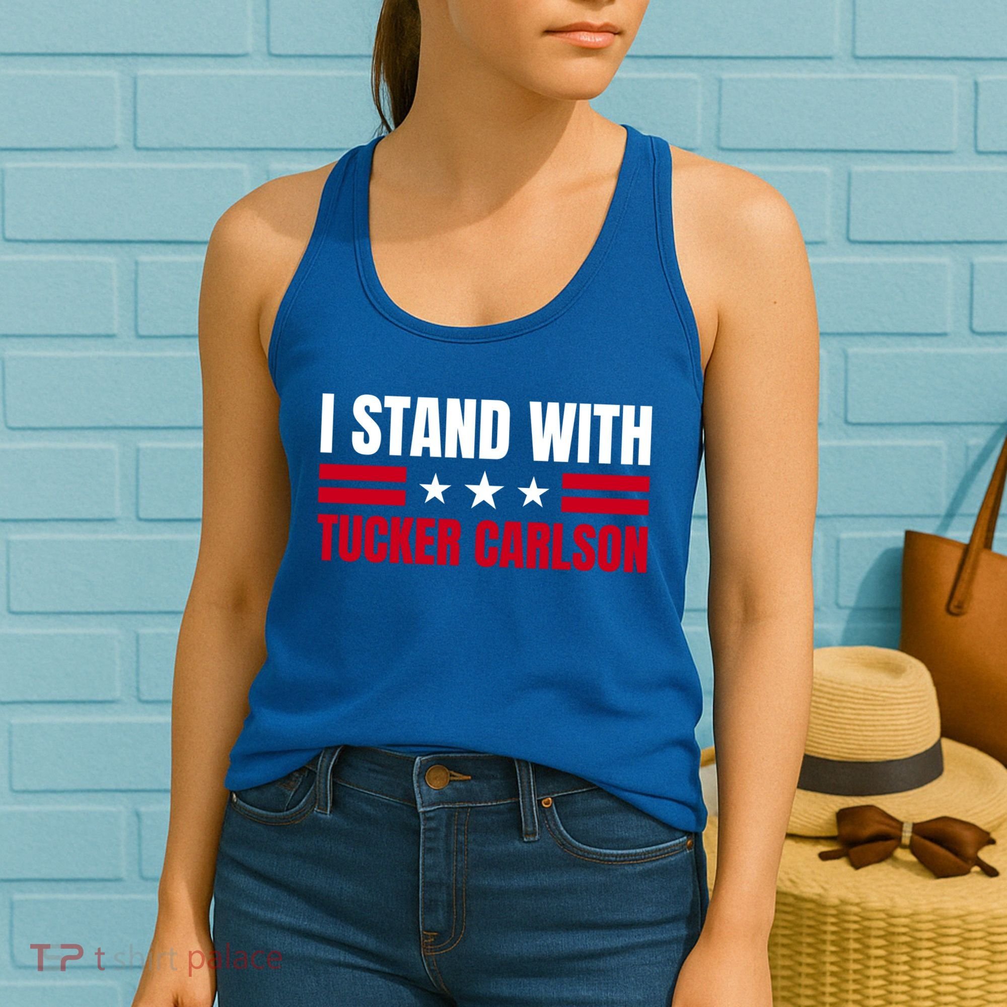 Tucker Carlson I Stand With Him, Men Women, I Stand With Tucker Carlson Women's Tank Top