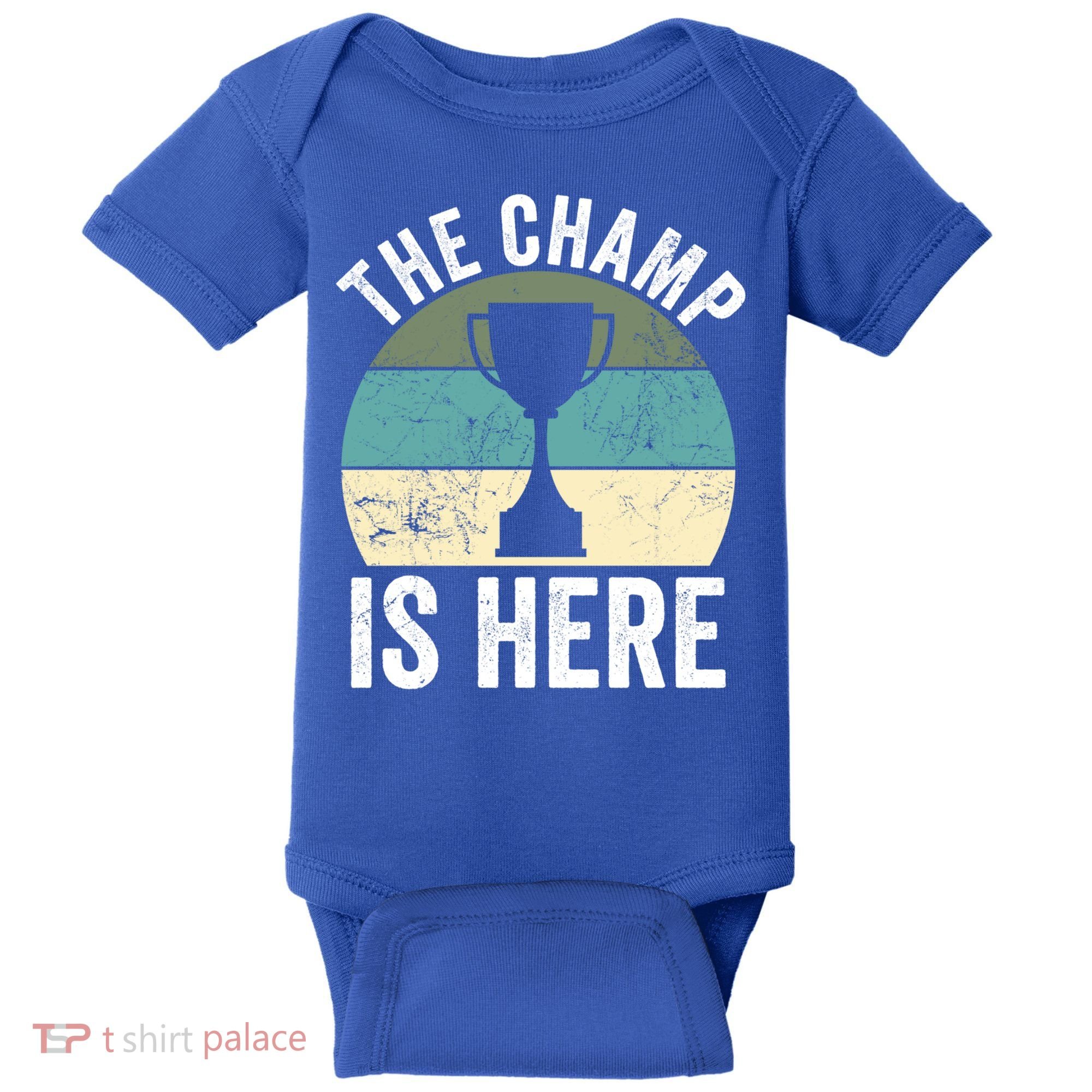 The Champ Is Here Fantasy Football Champion Winner Gift Baby Bodysuit