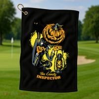 The Candy Inspector Funny Halloween Golf Towel thumb 1