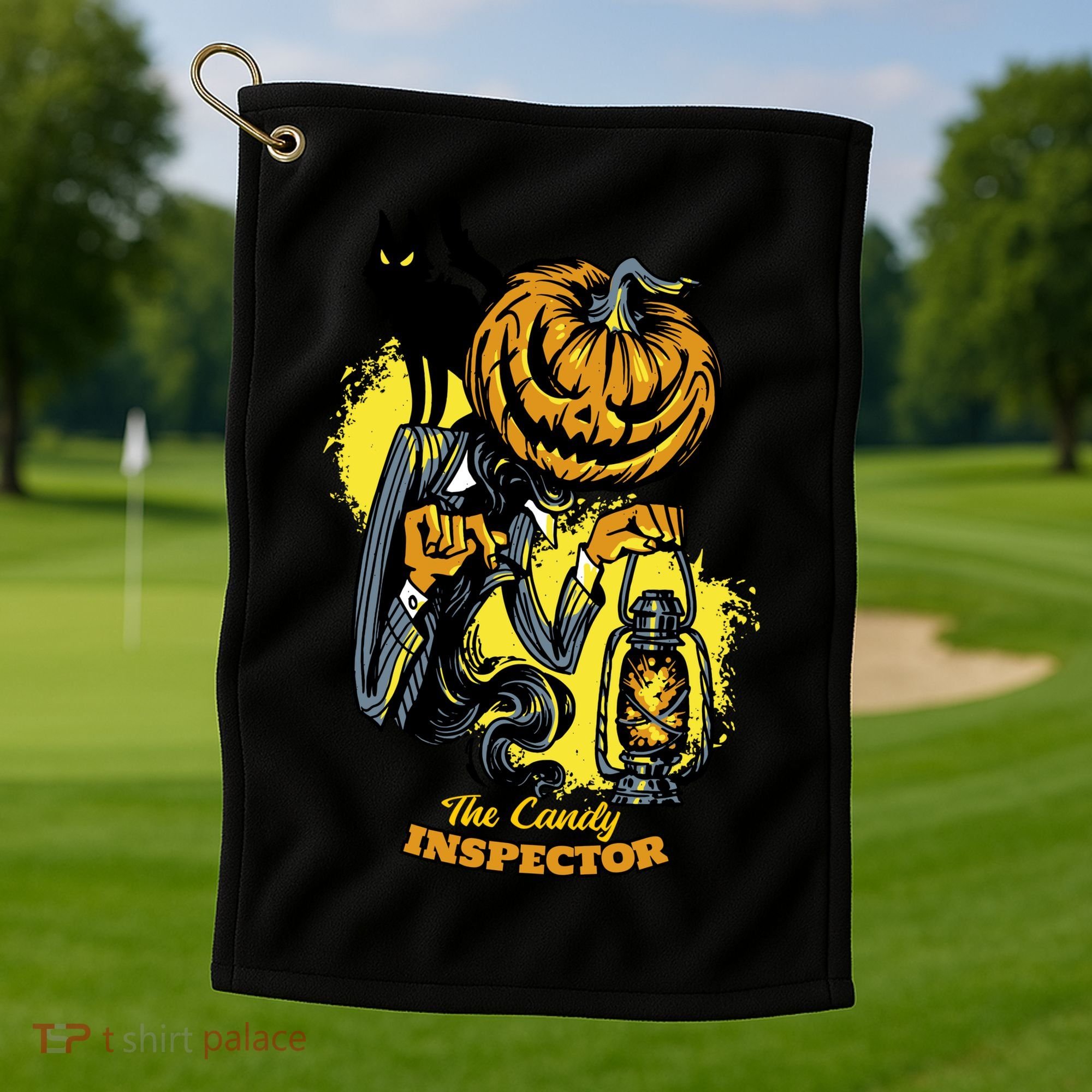 The Candy Inspector Funny Halloween Golf Towel