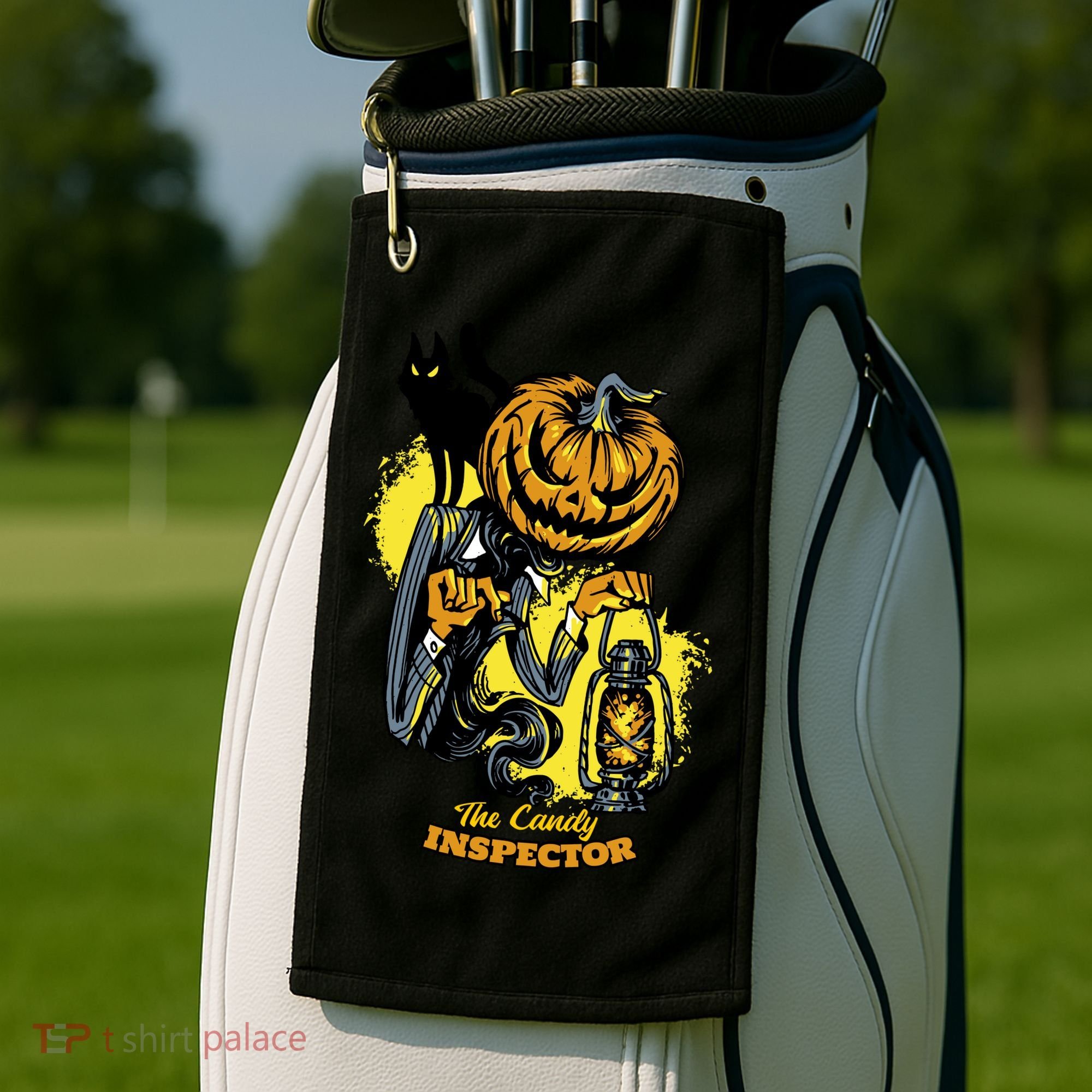 The Candy Inspector Funny Halloween Golf Towel