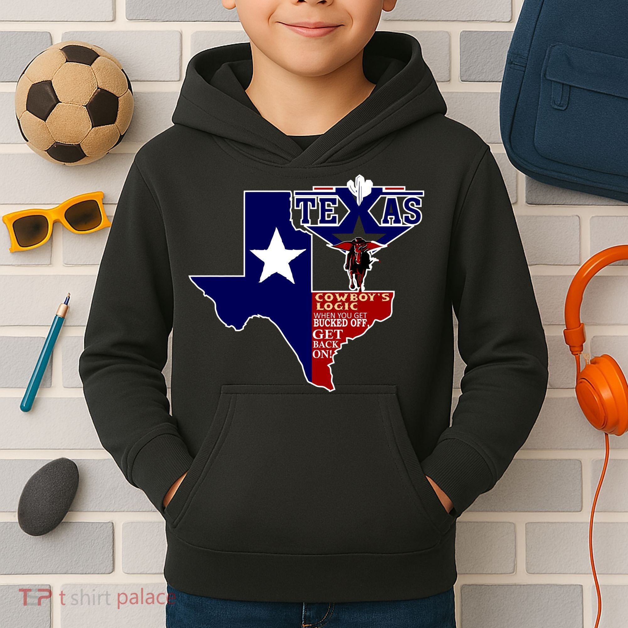Texas Cowboy Logic Kids Hoodie