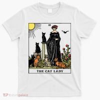 The Cat Lady Tarot Card Vintage Gothic Women Cat Mom T-Shirt thumb 0