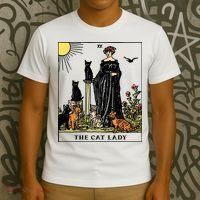 The Cat Lady Tarot Card Vintage Gothic Women Cat Mom T-Shirt thumb 3