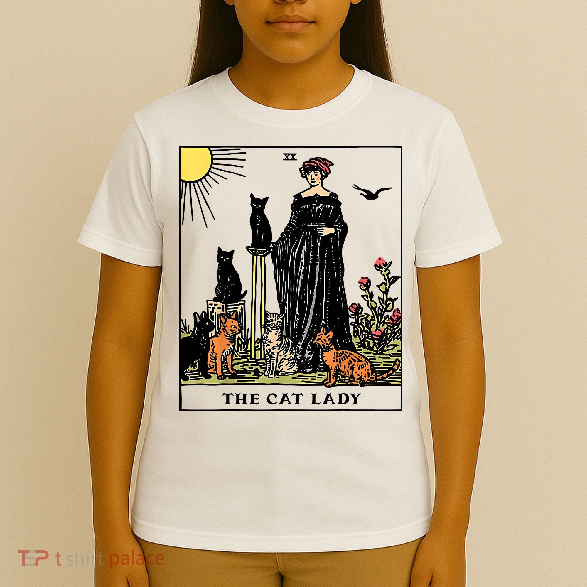 The Cat Lady Tarot Card Vintage Gothic Women Cat Mom T-Shirt