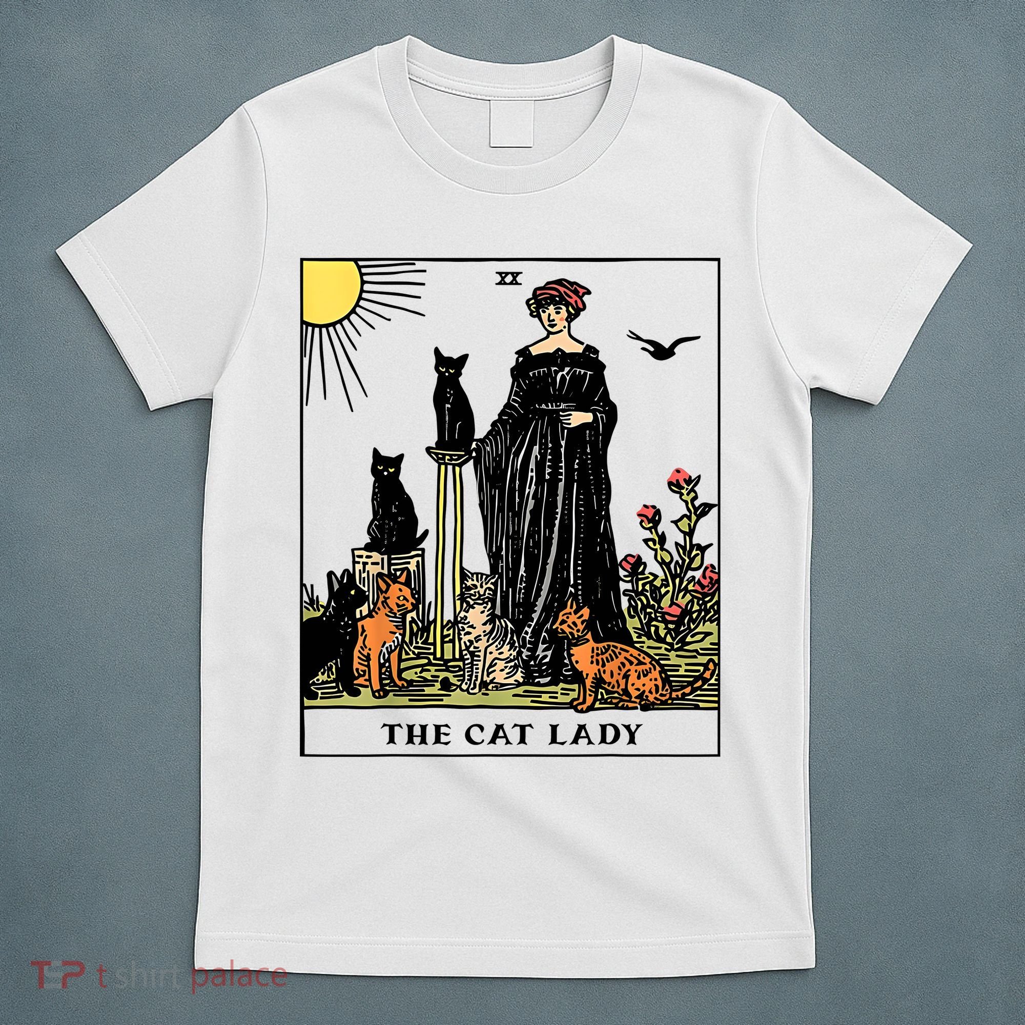 The Cat Lady Tarot Card Vintage Gothic Women Cat Mom T-Shirt