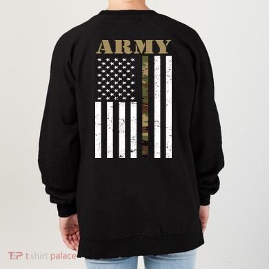 Thin Camo Line United States Army Flag Back Print Women's Sweatshirt back