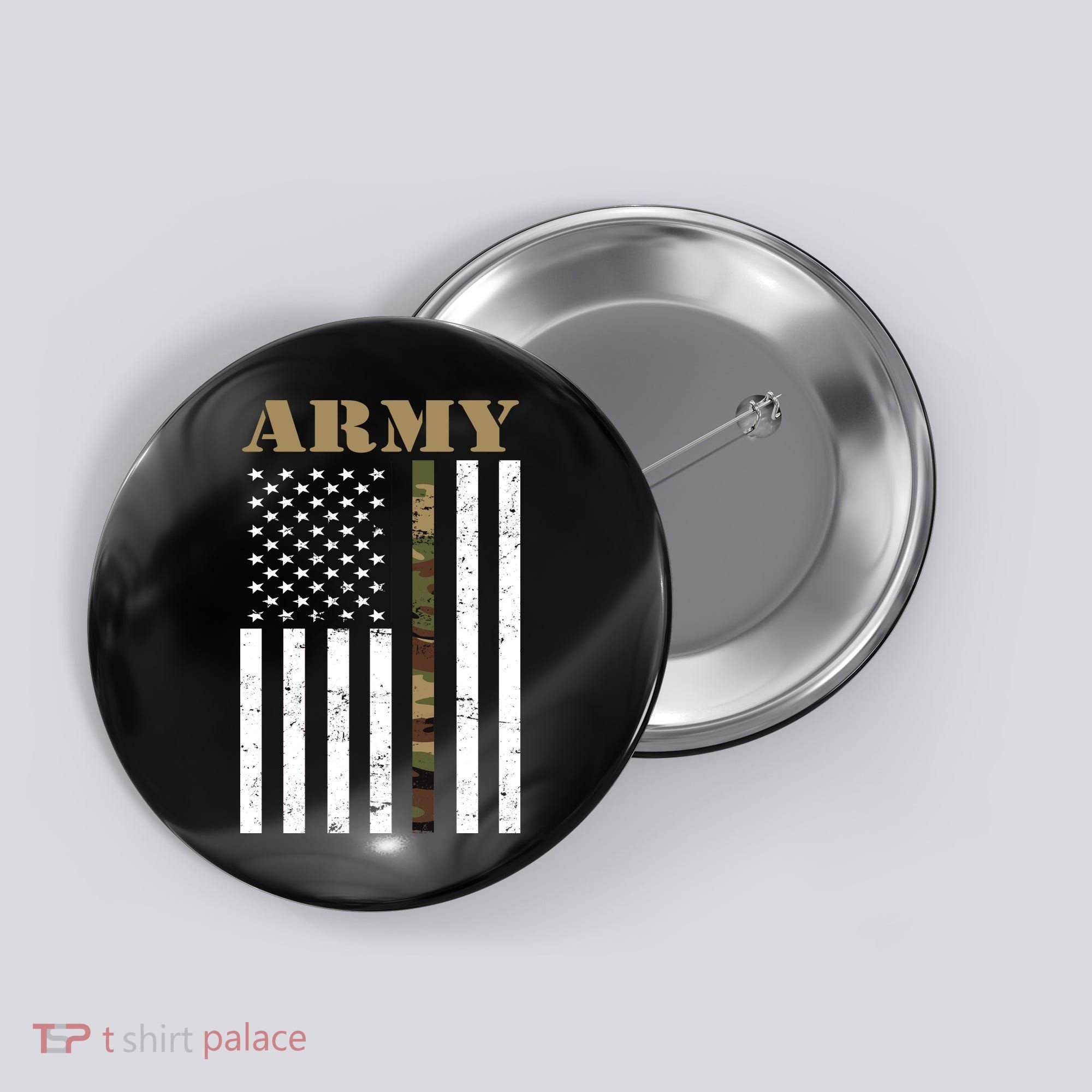 Thin Camo Line United States Army Flag Back Print Button