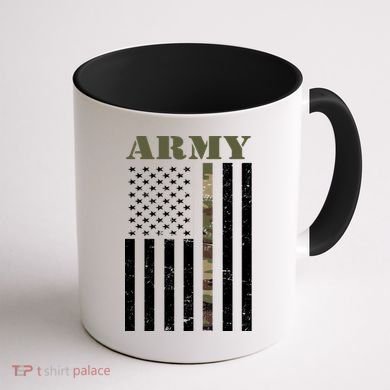 Thin Camo Line United States Army Flag Back Print Coffee Mug back
