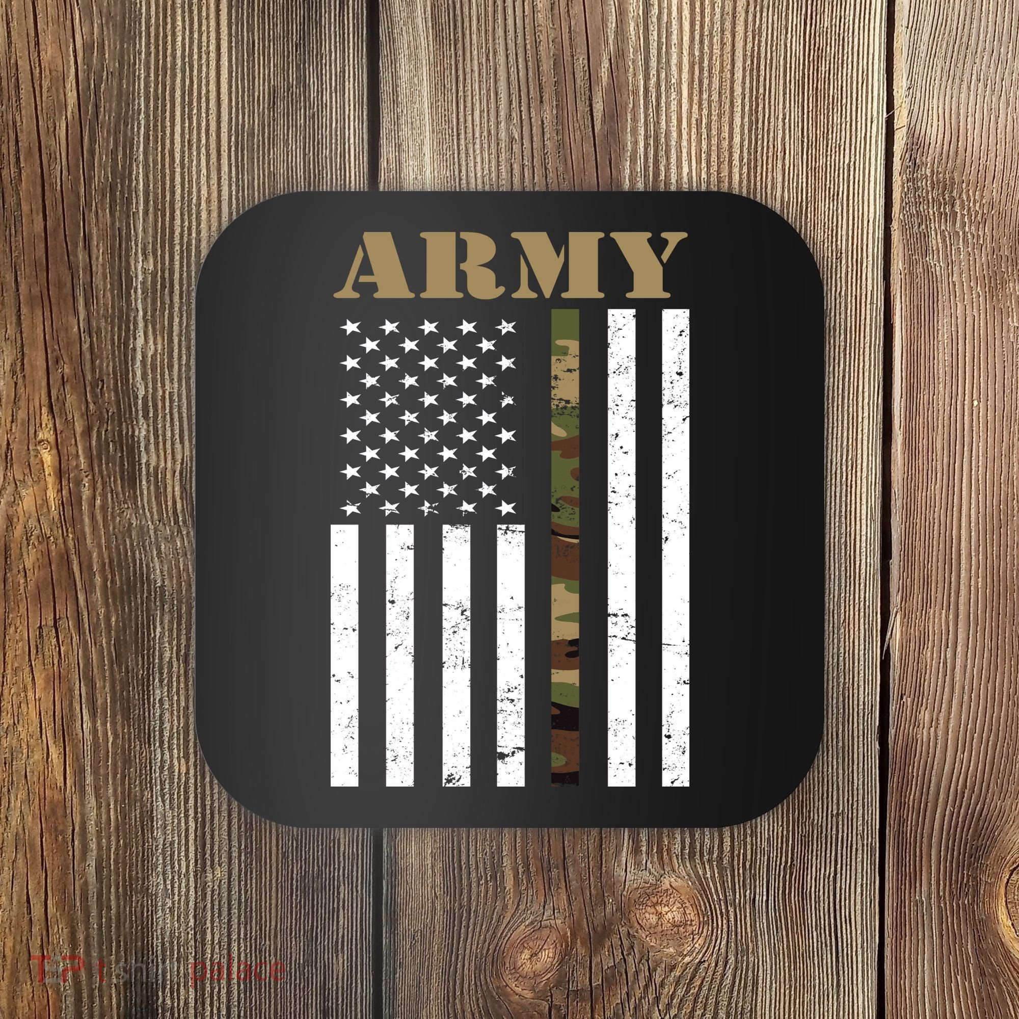 Thin Camo Line United States Army Flag Back Print Coaster