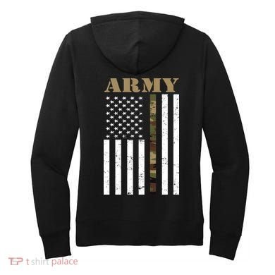 Thin Camo Line United States Army Flag Back Print Women's Hoodie back
