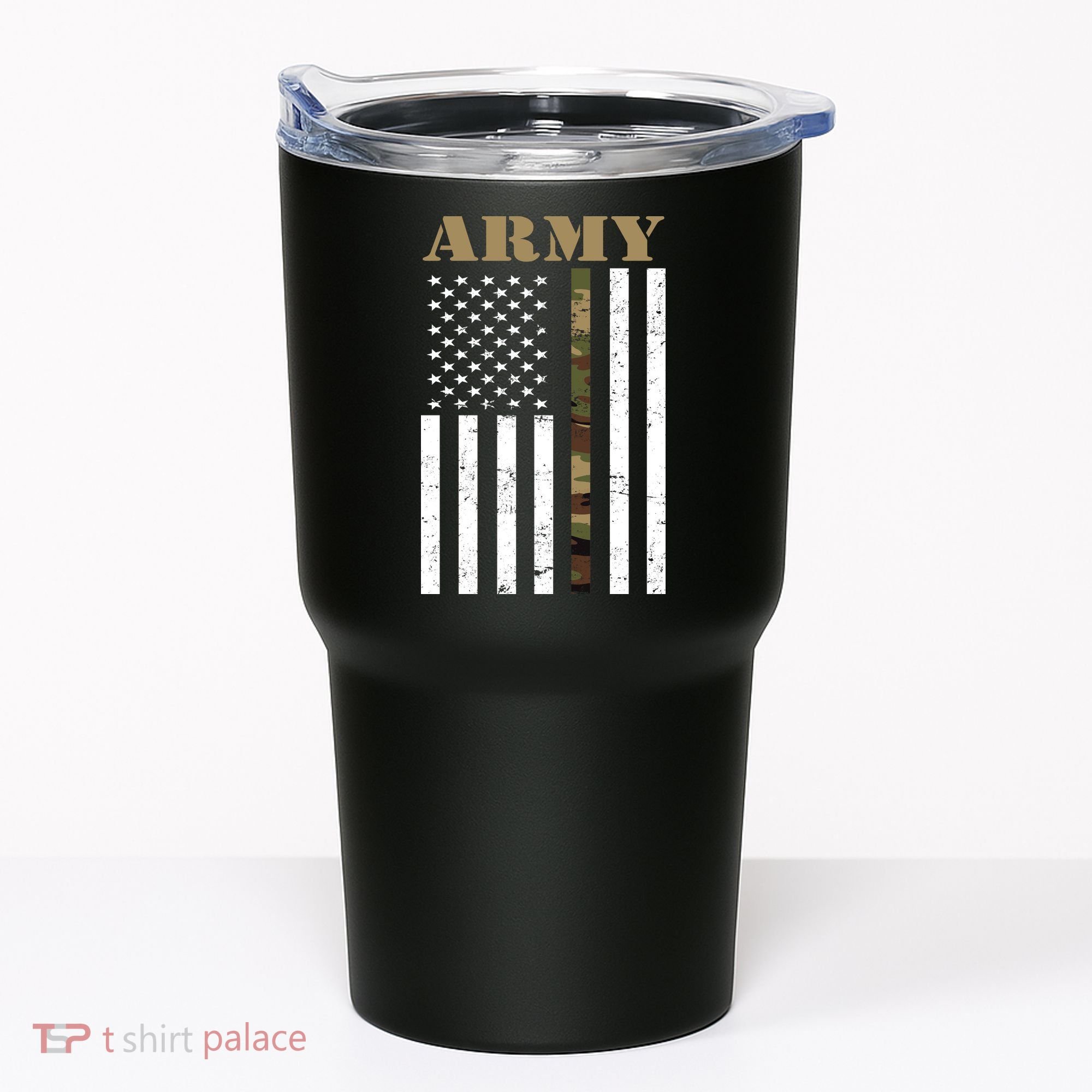 Thin Camo Line United States Army Flag Back Print Tumbler