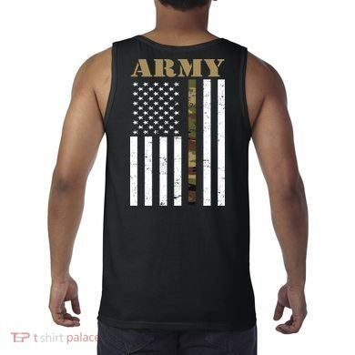 Thin Camo Line United States Army Flag Back Print Tank Top back