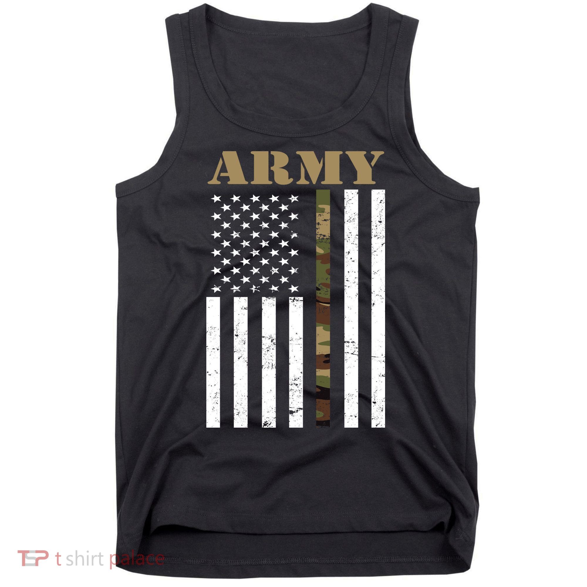 Thin Camo Line United States Army Flag Back Print Tank Top